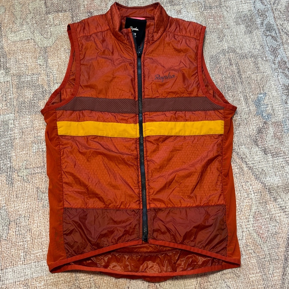 Rapha Men's Red and Yellow Cycling Vest